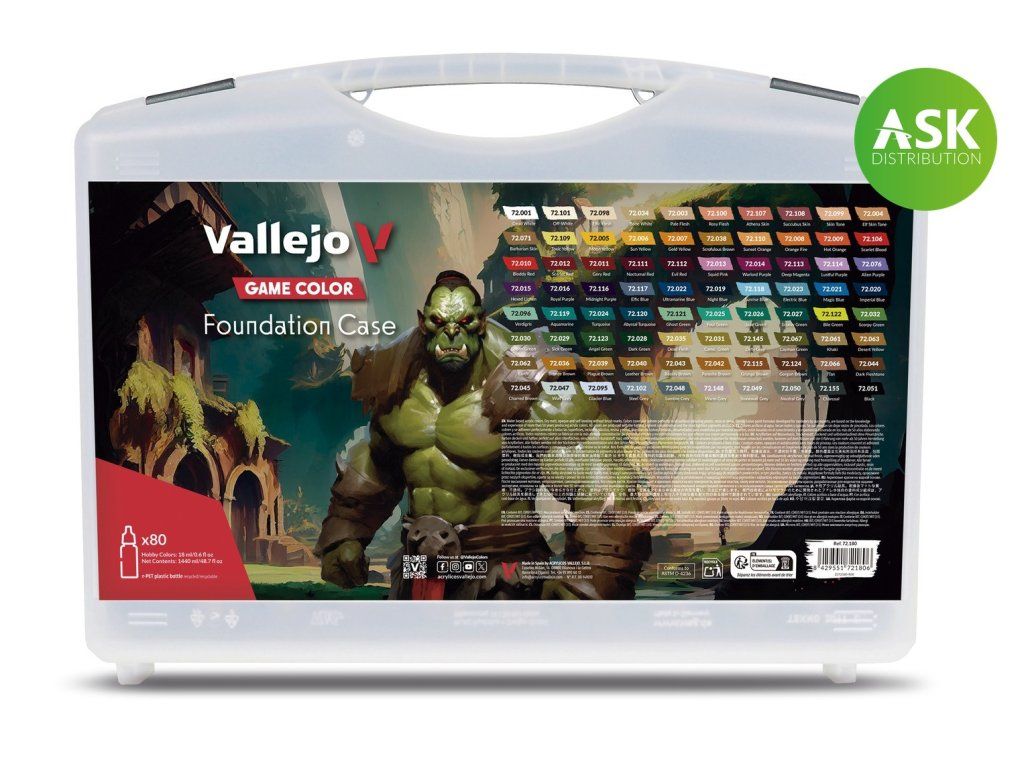Vallejo Game Color 72180 Foundation Case. Includes 80 opaque colors Color Case (18 ml)