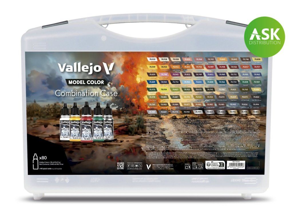 Vallejo Model Color 70254 Combination Case. Includes: 80 colors selected for BSL combinations (base,