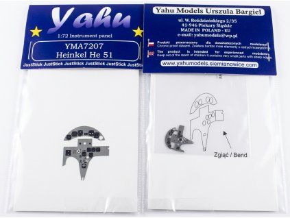 Yahu Models 1/72 He-51 barevná přístrojová deska
