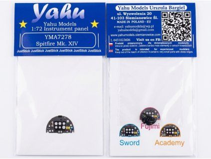 Yahu Models 1/72 Spitfire XIV barevná přístrojová deska pro Sword