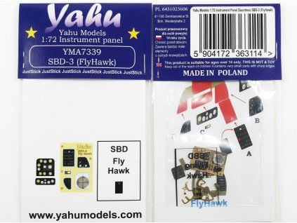 Yahu Models 1/72 SBD Dauntless barevná přístrojová deska pro Fly Hawk