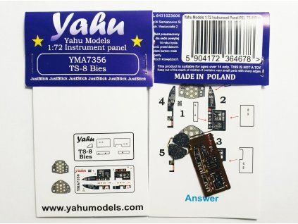 Yahu Models 1/72 TS-8 Bies barevná přístrojová deska pro Answer
