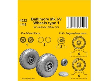 CMK 1/48 Baltimore Mk.I-V Wheels - for Special Hobby kits