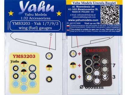 Yahu Models YMS3203 Yak Fuel Gauges 1/32