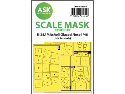 1/48 B-25J Mitchell one-sided mask self-adhesive pre-cutted for HK Models