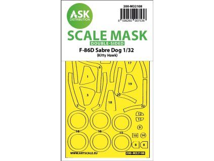 1/32 F-86D Sabre Dog double-sided express fit mask for Kitty Hawk
