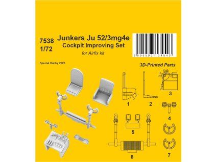 1/72 Junkers Ju 52/3mg4e Cockpit Improving Set for Airfix kit