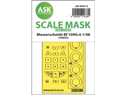 1/48 Messerschmitt Bf 109G-6 one-sided express mask, self-adhesive and pre-cutted for Tamiya