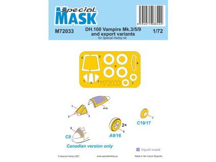 1/72 DH.100 Vampire Mk.3/5/9 and export variants MASK