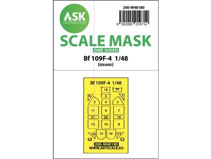 1/48 Messerschmitt Bf 109F one-sided express mask, self-adhesive and pre-cutted for Eduard