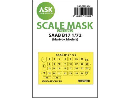 1/72 SAAB B17 one-sided painting express mask for Marivox