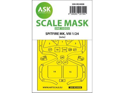 1/24 Spitfire Mk.VIII one-sided express fit masks for Airfix