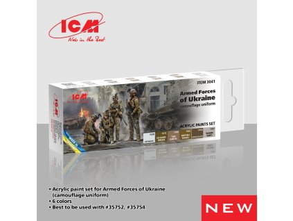 ICM Armed Forces of Ukraine (camouflage uniform)  - acrylic paint set 
6 bottles ? 12 ml
