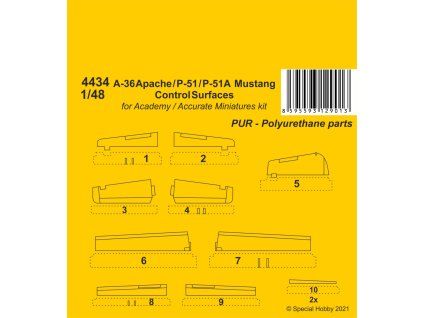 1/48 A-36 Apache / P-51 / P-51A Mustang Control Surfaces