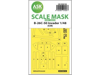 1/48 B-26C-50 Invader one-sided mask self-adhesive pre-cutted for ICM