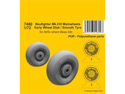 1/72 Beufighter Mk.I/VI Mainwheels - Early Wheel Hub / Smooth Tyre