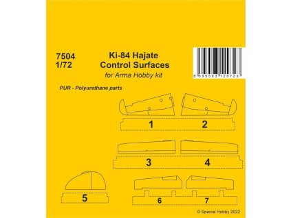 1/72 Ki-84 Hajate Control Surfaces  / for Arma Hobby kits