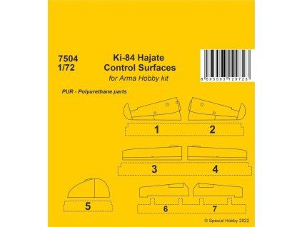 1/72 Ki-84 Hajate Control Surfaces / for Arma Hobby kits