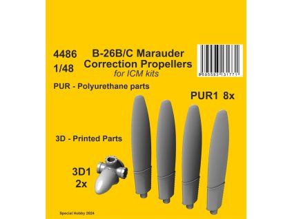 1/48 B-26B/C Marauder Correction Propellers / for ICM kit
