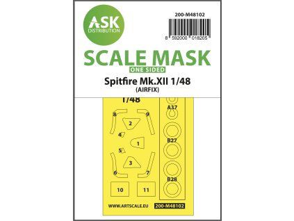 1/48 Spitfire Mk.XII one-sided mask self-adhesive, pre-cutted for Airfix