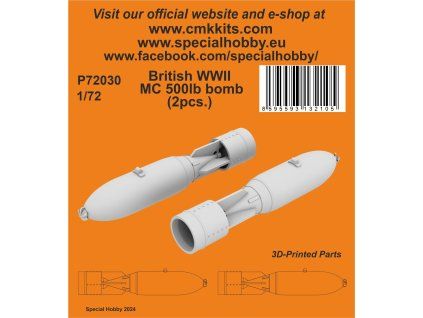 1/72 British WWII MC 500lb bomb Mk.IV (2pcs.)