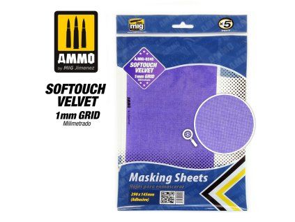 Softouch Velvet Masking Sheets 1mm Grid (x5 sheets, 290mm x 145mm, adhesive)
