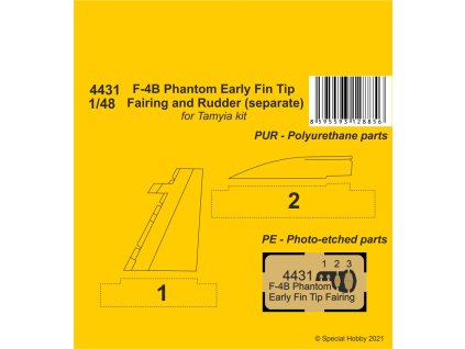 1/48 F-4B Phantom Early Fin Tip Fairing and Rudder (separate)