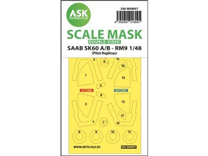 1/48 SAAB SK60 double-sided mask self-adhesive, pre-cutted for Pilot-Replicas
