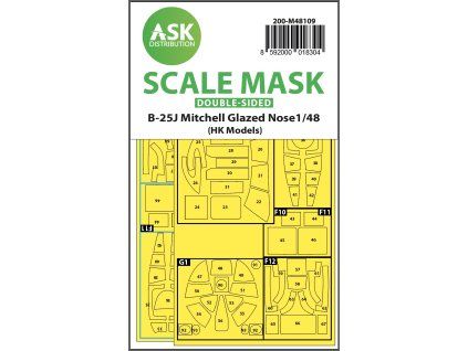 1/48 B-25J Mitchell double-sided mask self-adhesive pre-cutted for HK Models