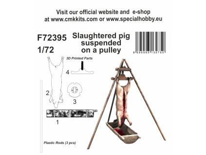 1/72 Slaughtered pig suspended on a pulley