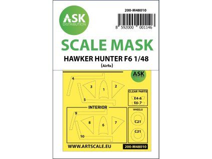 1/48 Hawker Hunter F.6 double-sided painting mask for Airfix