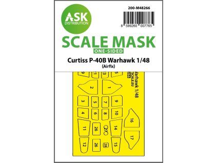 1/48 Curtiss P-40B Warhawk one-sided express fit mask for Airfix