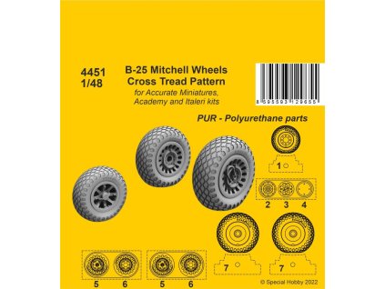 1/48 B-25 Mitchell Wheels/ Cross Tread Pattern