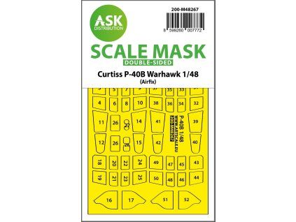 1/48 Curtiss P-40B Warhawk double-sided express fit mask for Airfix
