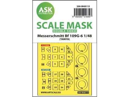 1/48 Messerschmitt Bf 109G-6 double-sided express mask, self-adhesive and pre-cutted for Tamiya