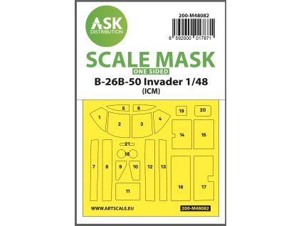 1/48 B-26B-50 Invader one-sided mask self-adhesive pre-cutted for ICM