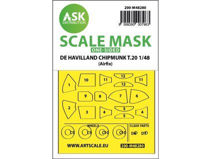 1/48 De Havilland Chipmunk T.20 one-sided express fit mask for Airfix