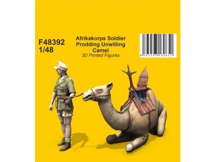 1/48 Afrikakorps Soldier Prodding Unwilling Camel