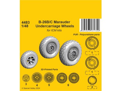 1/48 B-26B/C Marauder Undercarriage Wheels / for ICM kit