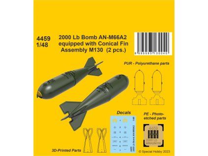 1/48 2000 Lb Bomb AN-M66A2 equipped with Conical Fin Assembly M130 (2 pcs.)