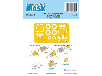 1/72 DH.100 Vampire Mk.I Early & Late MASK