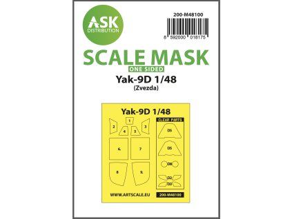 1/48 Yak-9D one-sided express mask, self-adhesive, pre-cutted for Zvezda