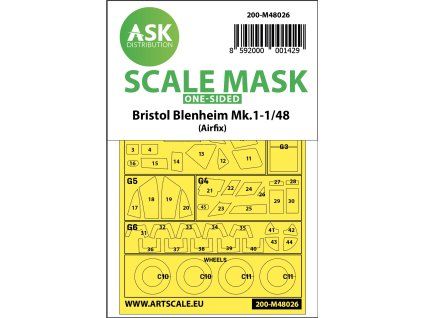 1/48 Bristol Blenheim Mk.I one-sided painting mask for Airfix