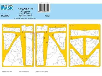 1/72 AJ/JA/SF-37 Viggen (Single Seater) Splinter Camo MASK