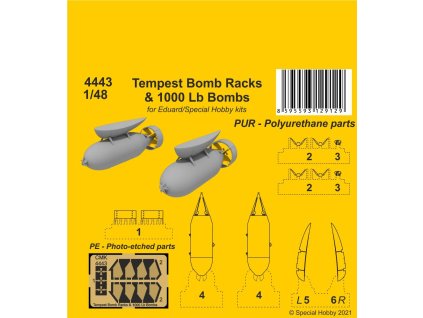 1/48 Tempest Bomb Racks & 1000 Lb Bombs