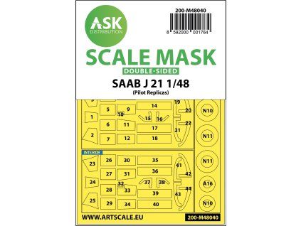 1/48 SAAB J21 double-sided painting mask for Pilot Replicas
