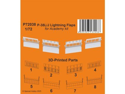 1/72 P-38L/J Lightning Flaps / for Academy kit