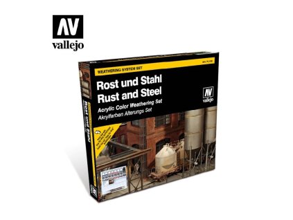 Vallejo Model Color Effects Set 70150 Rust & Steel (9) + 2 Brushes