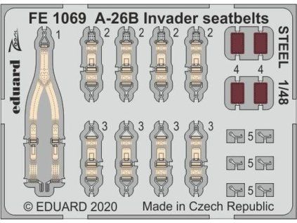 A-26B Invader seatbelts STEEL 1/48 recommended for ICM