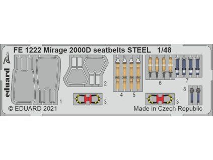 Mirage 2000D seatbelts STEEL 1/48 recommended for KINETIC